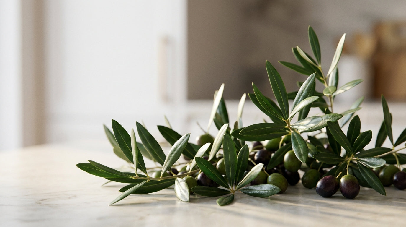 Fresh olive leaves