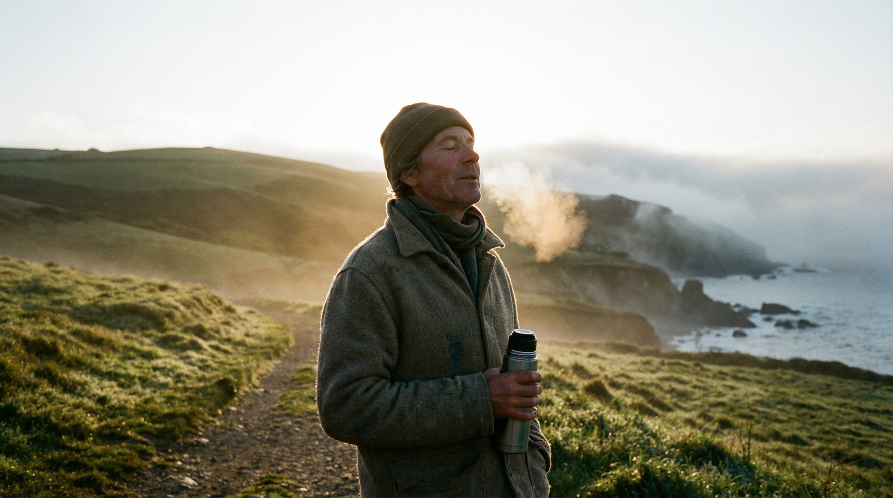 Man taking a break on a hike