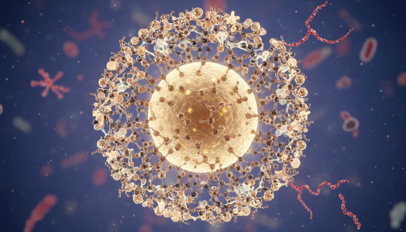 Image of a healthy cell being protected by antioxidants