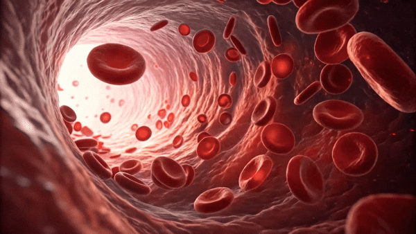 An animated image showing healthy blood flow