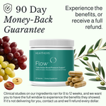 90-day money-back guarantee on all first orders, so that you have the full window to experience the benefits of Flow